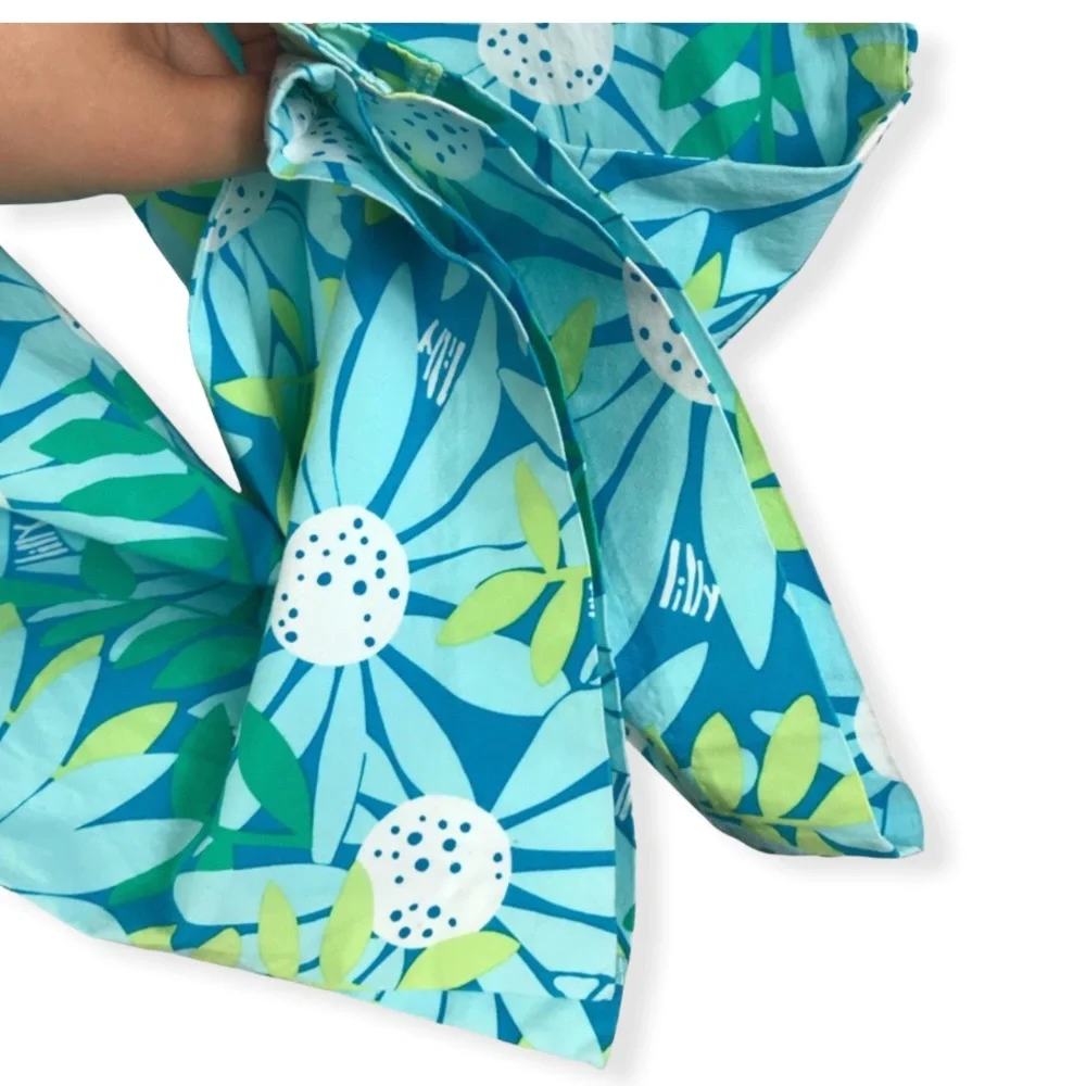 Lily Pulitzer Women’s Teal Light Blue Floral Capri Pants Size 6